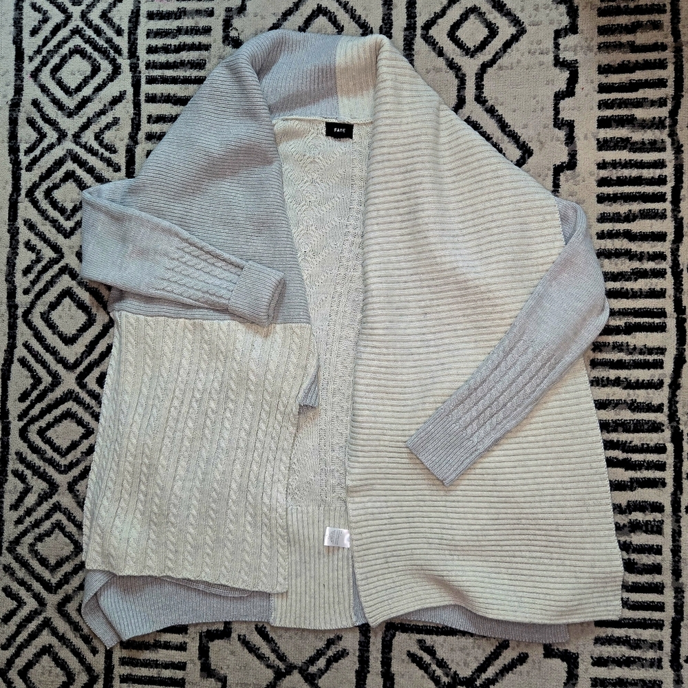 Fate Light Gray and Cream Knit Cardigan